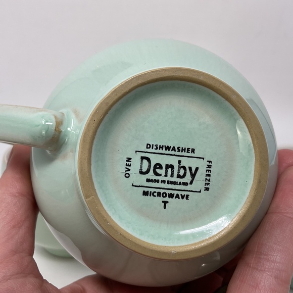 4 Denby Pure Green (retired) Stoneware Coffee Mugs - Picture 4 of 5